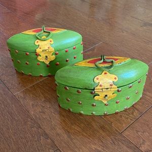 Two antique inspired decorative boxes.